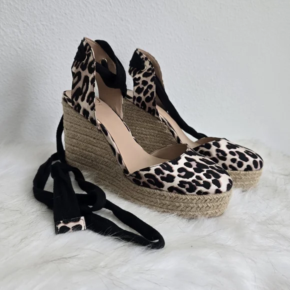 J Lo Jennifer Lopez Meenk Leopard Print Wedge Espadrille Wedge 7.5 - Picture 2 of 5